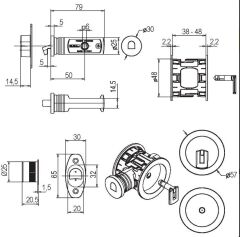 Kayar Kapı Kilit Seti Anahtarlı Siyah Mat