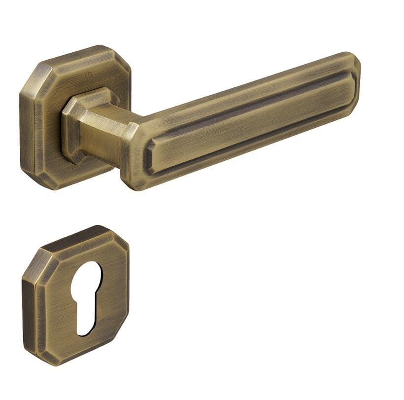 KING Kapı Kolu Seti Yale Antik Pirinç Fırçalanmış