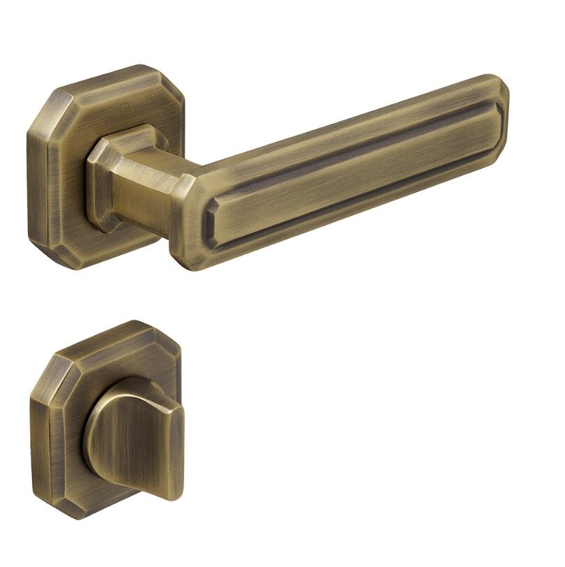 KING Kapı Kolu Seti WC Antik Pirinç Fırçalanmış