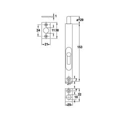 Hafele Sürgü Mandallı Bolt 07 153mm Mat Paslanmaz Çelik