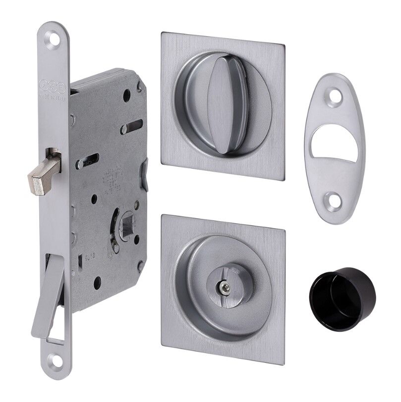 Kayar Kapı Kilit Seti WC Kare Rozet Krom Mat