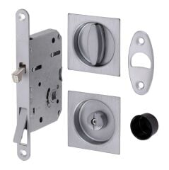 Kayar Kapı Kilit Seti WC Kare Rozet Krom Mat