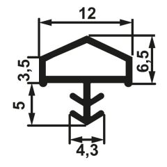 Hafele F03 Ortadan Basan Çatı Tipi Kapı Fitili 12mm, Şeffaf Renk 100 Metre