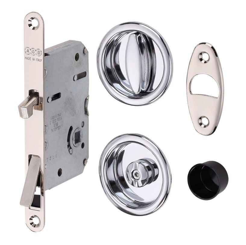 Kayar Kapı Kilit Seti WC Yuvarlak Rozet Nikel