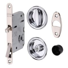 Kayar Kapı Kilit Seti WC Yuvarlak Rozet Nikel