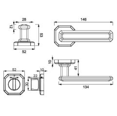 KING Kapı Kolu Seti WC Krom Parlak