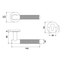 Hafele VERONA II Kol seti (oda) mat siyah