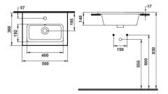 Hafele SIGMA 50 Tezgah Altı Montaj 500x360x140mm Parlak Beyaz