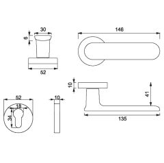 OVA Kapı Kolu Seti Yale Fırçalanmış Krom