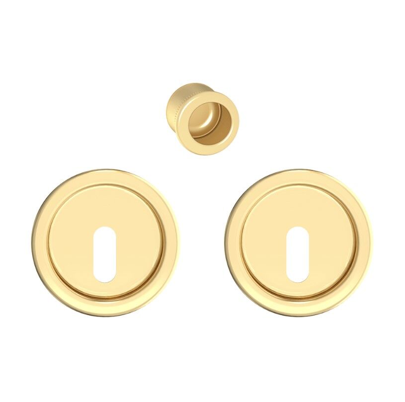 Kayar Kapı Kilit Rozet Seti Yuvarlak Oda Pirinç Parlak