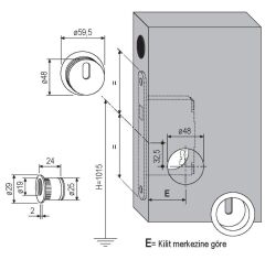 Kayar Kapı Kilit Rozet Seti Yuvarlak Oda Krom Mat