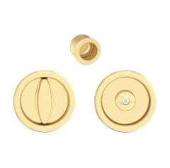 Kayar Kapı Kilit Rozet Seti Yuvarlak WC Pirinç Parlak