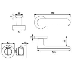 OVA Kapı Kolu Seti WC Krom Parlak
