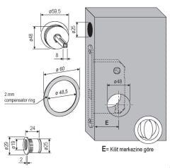 Kayar Kapı Kilit Rozet Seti Yuvarlak WC Krom Mat
