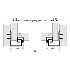 Hafele Pow, Tek Açılım Yavaşlatıcılı Gizli Ray 450mm