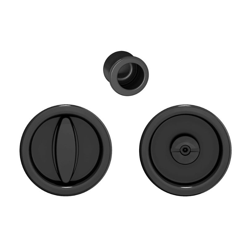 Kayar Kapı Kilit Rozet Seti Yuvarlak WC Siyah Mat