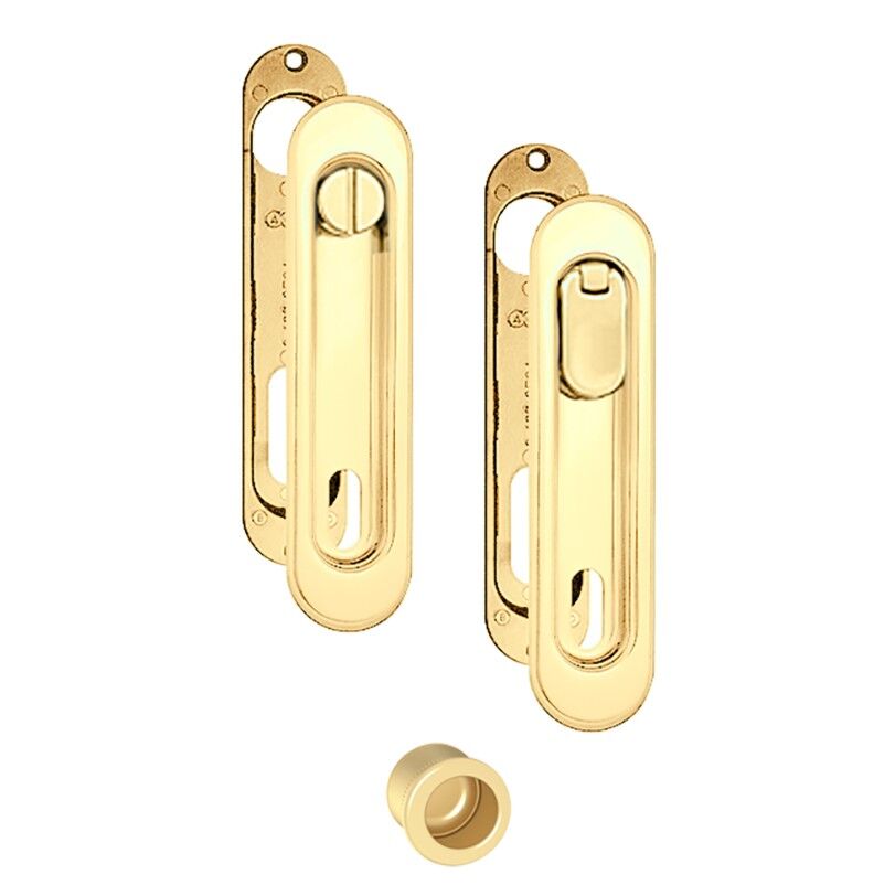 Kayar Kapı Kilit Rozet Seti Oval WC Pirinç Parlak