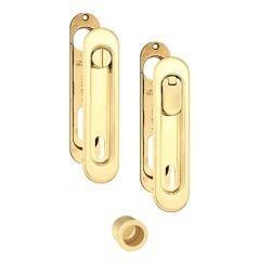 Kayar Kapı Kilit Rozet Seti Oval WC Pirinç Parlak