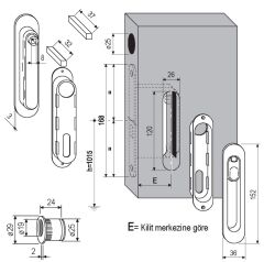 Kayar Kapı Kilit Rozet Seti Oval WC Pirinç Parlak