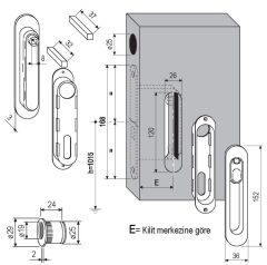 Kayar Kapı Kilit Rozet Seti Oval WC Krom Mat