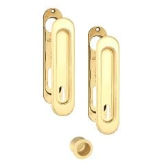 Kayar Kapı Kilit Rozet Seti Oval Oda Pirinç Parlak
