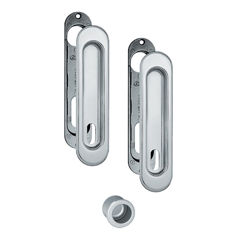 Kayar Kapı Kilit Rozet Seti Oval Oda Krom Mat