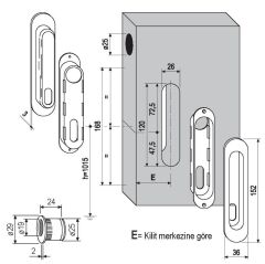 Kayar Kapı Kilit Rozet Seti Oval Oda Krom Mat