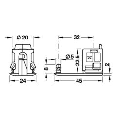 Hafele Rafix20 Hc Gövde 32-50mm (100 Adet), Kahve