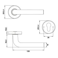 Hafele FERIS Kol seti (oda) p. çelik mat