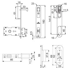 Kayar Kapı Kilidi WC Altın Parlak