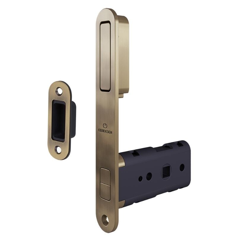 Kayar Kapı Kilidi WC Antik Pirinç Fırçalanmış