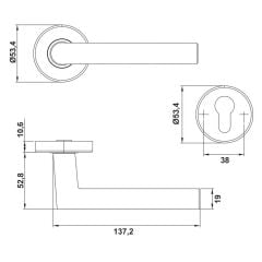 Hafele HERMA Kol seti (barelli) p. çelik mat