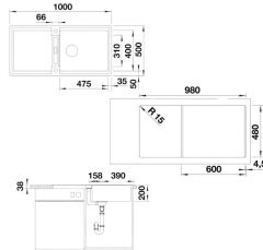 Blanco ADIRA XL  6 S Tezgah Üstü Sılgranit  Siyah Granit Eviye