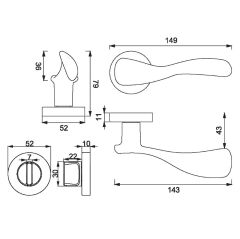 LAVI  Kapı Kolu Seti WC Antik Gümüş