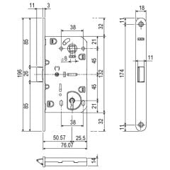 Dilden Kilit Mediana Oda 50/18mm Krom Mat