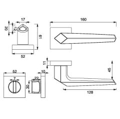 SATA Kapı Kolu Seti WC Krom Parlak