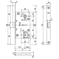 Dilden Kilit Mediana WC 50/18mm Krom Mat