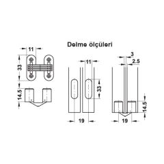 Hafele Gizli Menteşe Siyah/Karartılmış 11x33mm