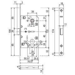 Dilden Kilit Mediana Yale 50/18mm Krom Mat