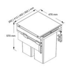 Envi Space XX Pro Kapağa Bağlı Raylı Çöp Kovası Antrasit 450mm
