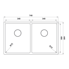 Hafele Çelik Eviye Novara07 740x440mm Paslanmaz Çelik Parlak