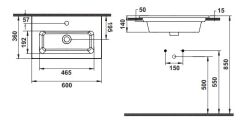 Hafele SIGMA 60 Tezgah Altı Montaj 600x360x140mm Parlak Beyaz