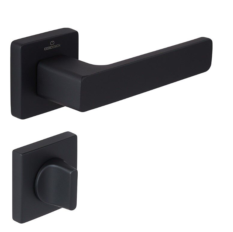 FLAT Kapı Kolu Seti WC Siyah Mat