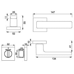 FLAT Kapı Kolu Seti WC Siyah Mat