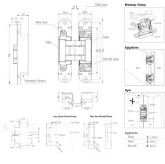 Soho Gizli Menteşe SH-3D-135W Ayarlı 78 Kg Saten