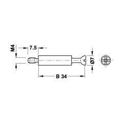 Hafele Minifix Mil 34/M4/7,5mm (100 Adet), Ham