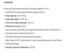 Yangın Kapısı Kapı Hidroliği EN 3 Gümüş 30dk