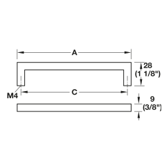 Hafele STRAP Kulp mat siyah 320mm