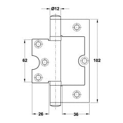 Hafele Kelebek menteşe p.çelik 201 102x74x2,5mm