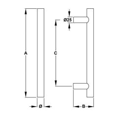 Hafele Çekme Kol  Steven Ø25X400mm Antik Bronz